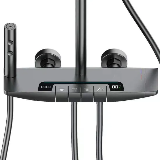 Новые стили дизайна, роскошная хромированная отделка, цифровой дисплей, верхний тропический душ и ручной смеситель для душа