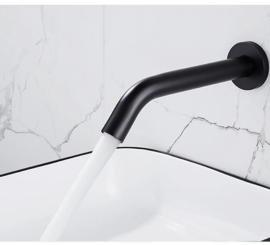 Инфракрасный настенный водопроводный кран, автоматический сенсорный смеситель для ванной комнаты, матовый черный бесконтактный автоматический сенсорный смеситель